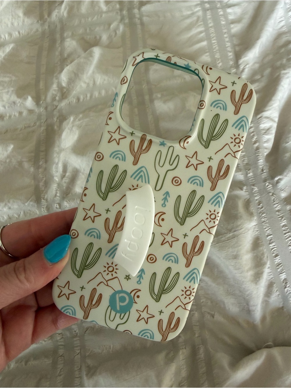 iPhone 15 pro loopy White Cactus Pattern Phone Case